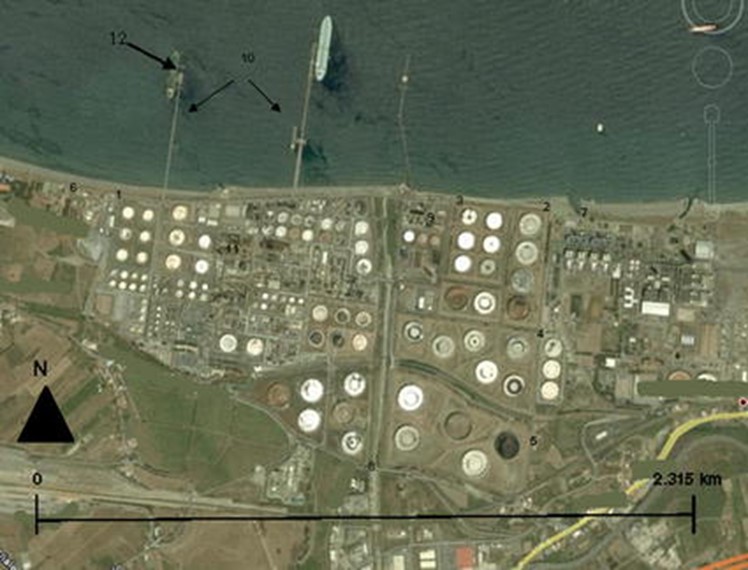 Tsunami impact scenarios at an oil refinery